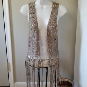 Boho Daytrip Beige Crochet Vest